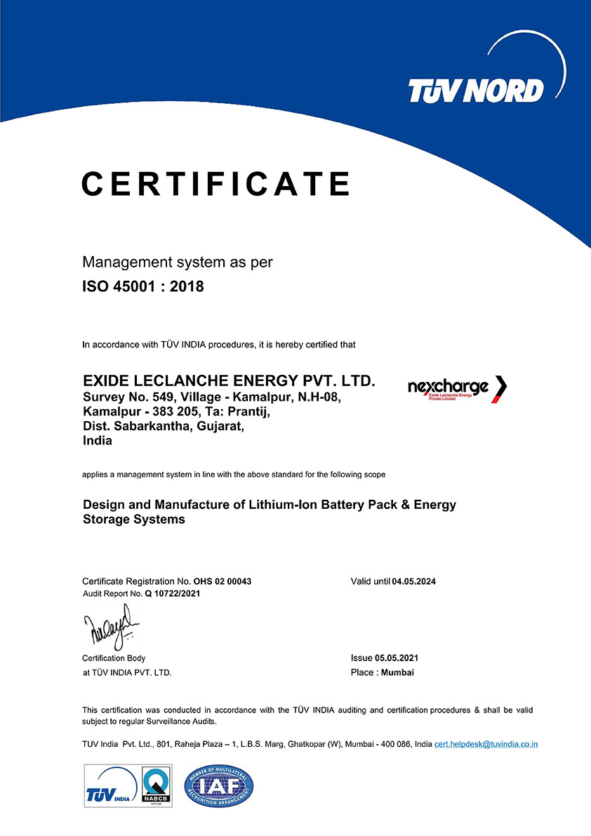 Exide-Leclanche-Energy-Pvt-Ltd-Iso45001